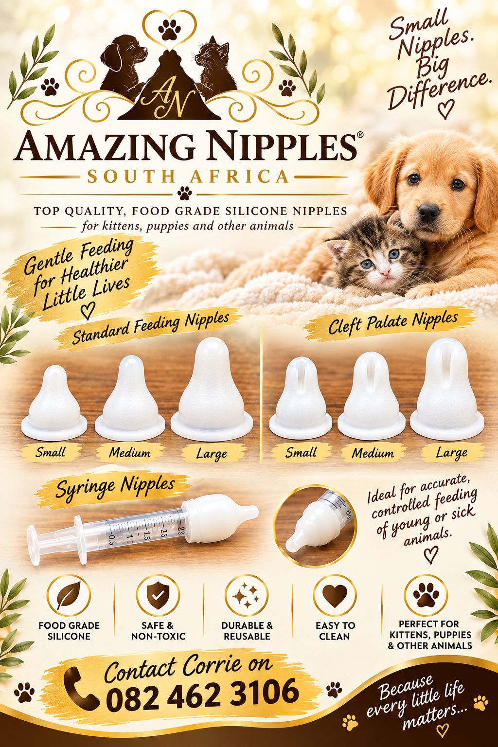 Flyer for puppy nipples.